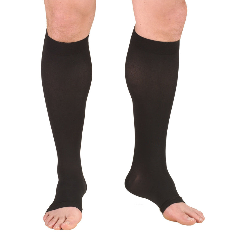 Compression Stocking Truform Knee High 3X-Large Black Open Toe 