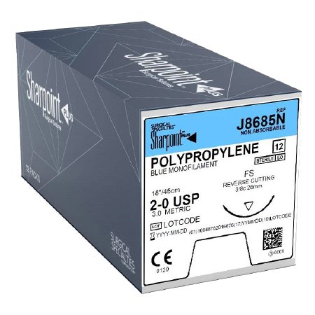 SUTURE POLYPROP MONO 2-018IN/45CM 3/8 CIRC 12/BX