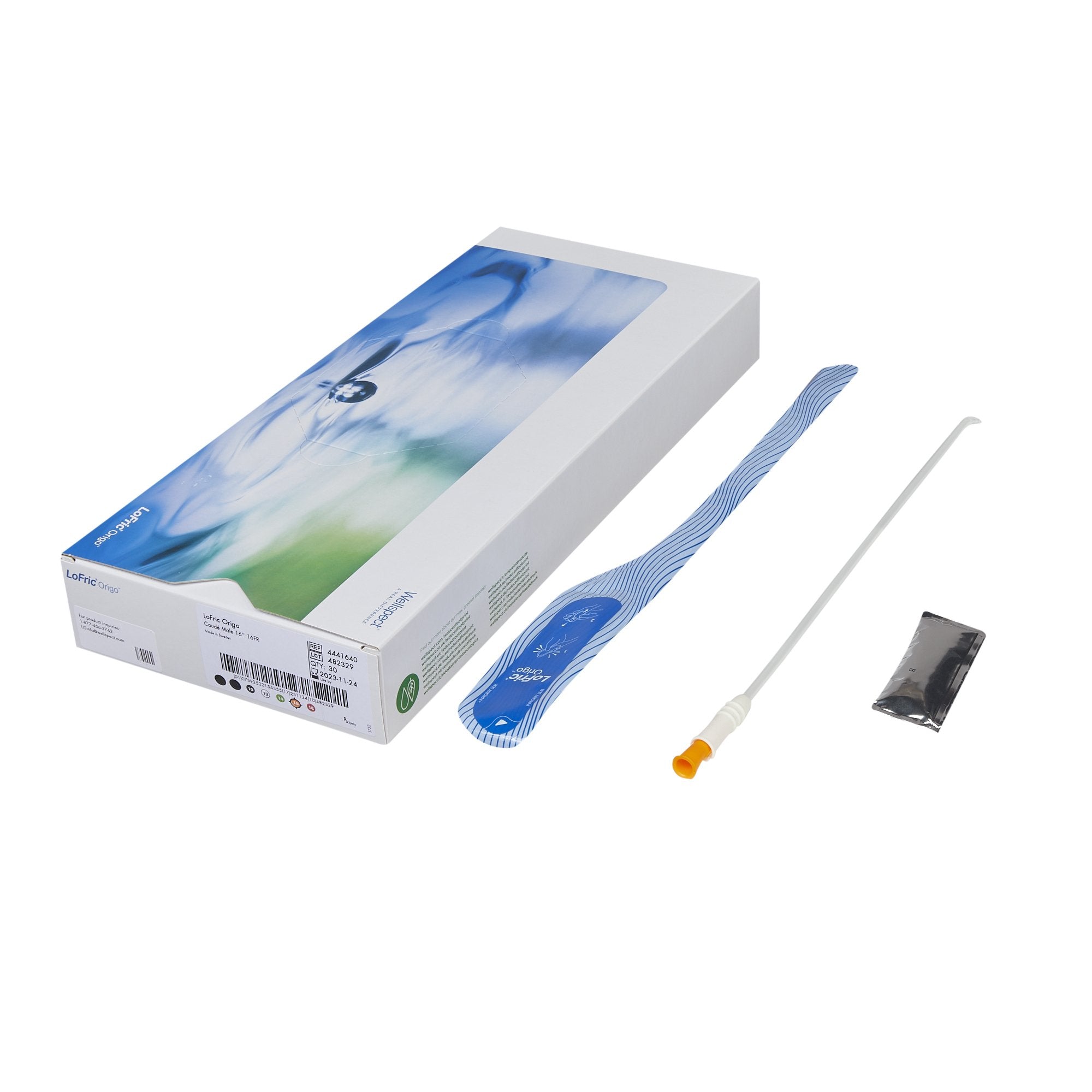 Urethral Catheter LoFric Origo Coude Tip Hydrophilic Coated Polyolefin-based Elastomer (POBE) 16 Fr. 16 Inch Length 