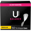 Kimberly Clark U by Kotex Balance Thin Wrapped Panty Liners, Regular (50/BX) 