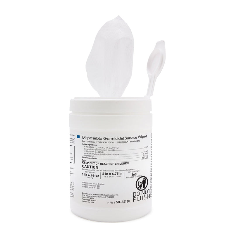 McKesson Brand McKesson Germicidal Large Surface Disinfectant Wipes, Canister, 160 ct. (12/CS) 