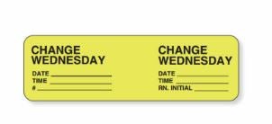 Pre-Printed Label pdc Anesthesia Label Yellow Permanent Paper Change Wednesday Date_Time_Int_ Black Syringe Label 7/8 X 7/8 Inch (Roll of 1000)