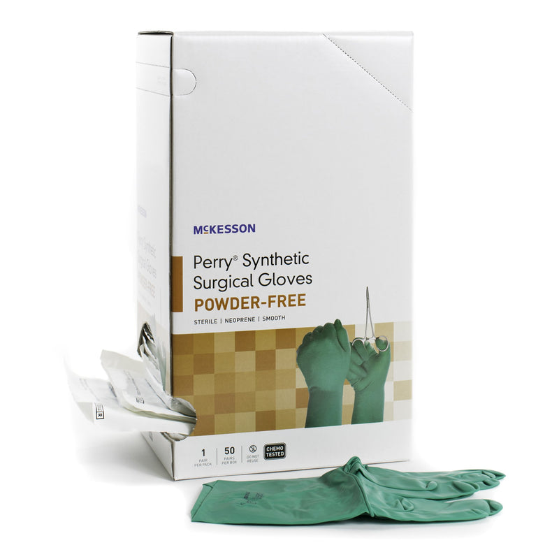 McKesson Perry Performance Plus Polychloroprene Surgical Glove, Size 9, Green (Case of 4 Boxes)