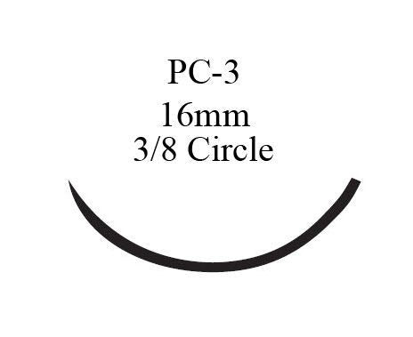 Nonabsorbable Suture with Needle Prolene Polypropylene PC-3 3/8 Circle Precision Conventional Cutting Needle Size 4-0 Monofilament (Box of 12)