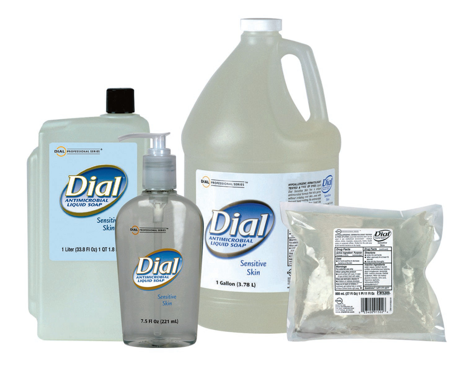 Essendant Co/United Stationers Dial Sensitive Antimicrobial Soap 1 Liter Refill Bottle (8/CS) 