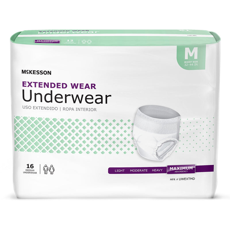 McKesson Brand McKesson Extended Wear Maximum Absorbency Underwear, Medium (64/CS) 