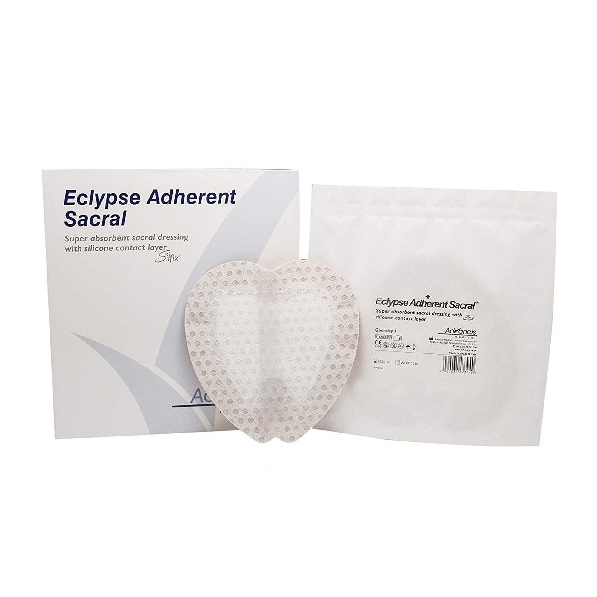 Mediusa Super Absorbent Dressing Eclypse Adherent Sacral 8-1/2 X 9 Inch Sacral (10/BX) 