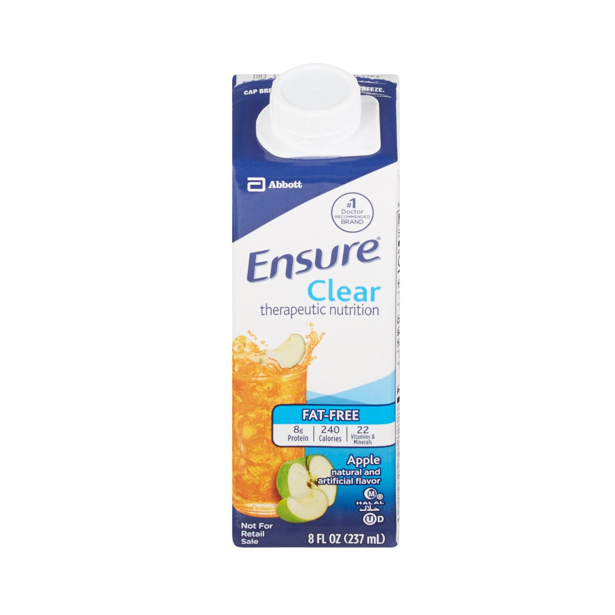 Abbott Nutrition Ensure Clear Therapeutic Nutrition, Apple, 8-ounce carton (24/CS) 