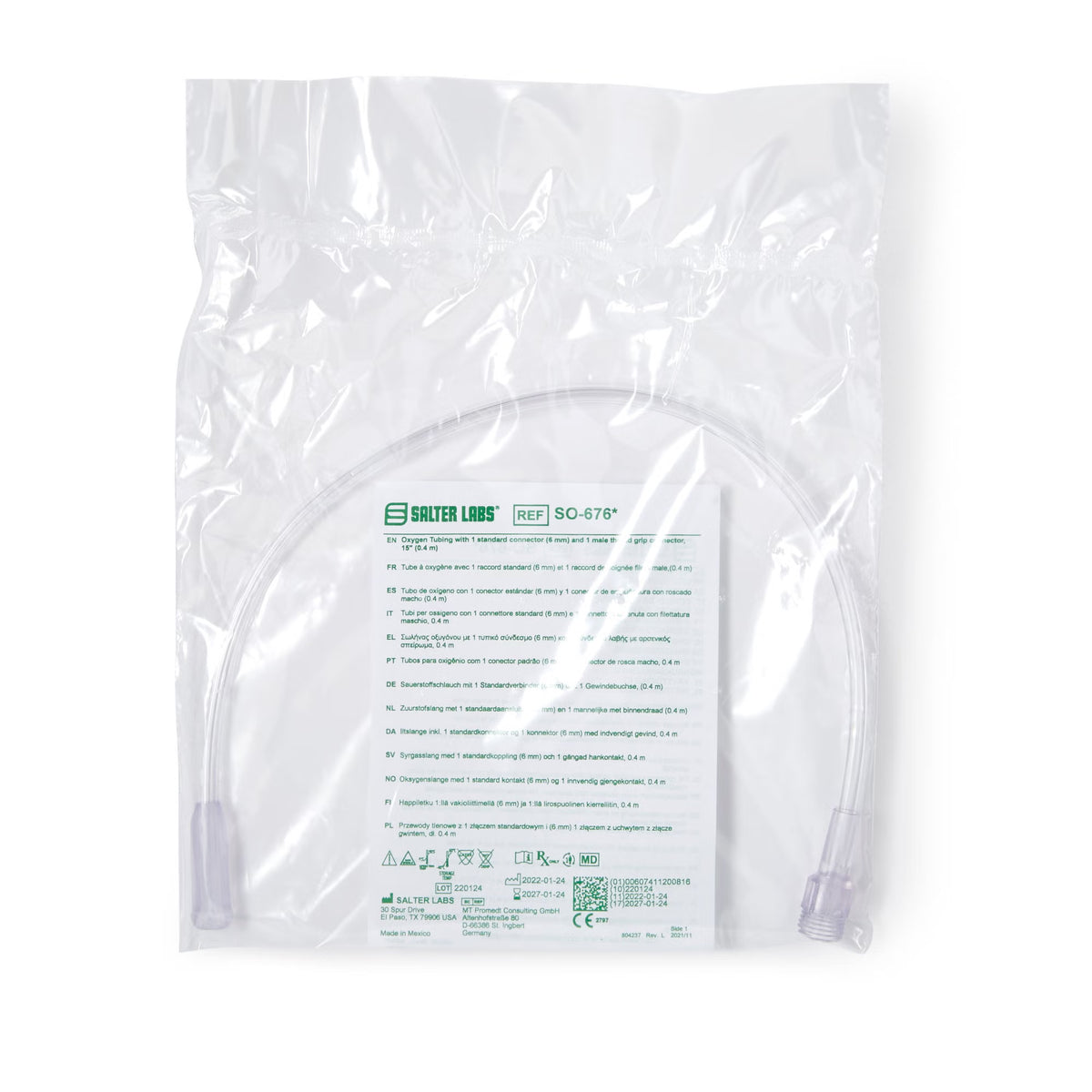 Salter Labs Concentrator Humidifier Adapter Tubing, 15 Inches (Case of 50)
