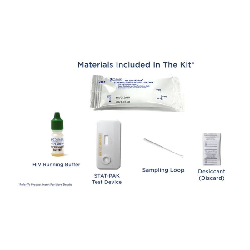 Sexual Health Test Kit STAT-PAK HIV-1/2 20 Tests CLIA Waived Sample Dependent 
