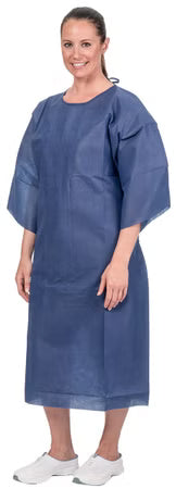 GOWN PATIENT FL BK 3/4 SLEEVESDK BL UNIV 100/CS