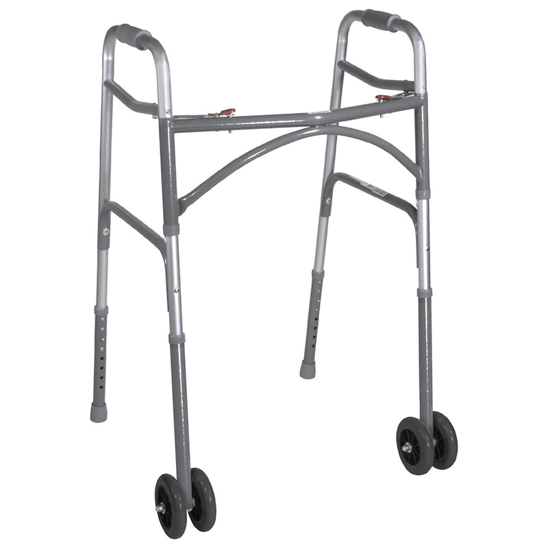 Drive DeVilbiss Healthcare McKesson Bariatric Folding Walker w/ Wheels, Height Adjusts from 32 to 39 Inches 