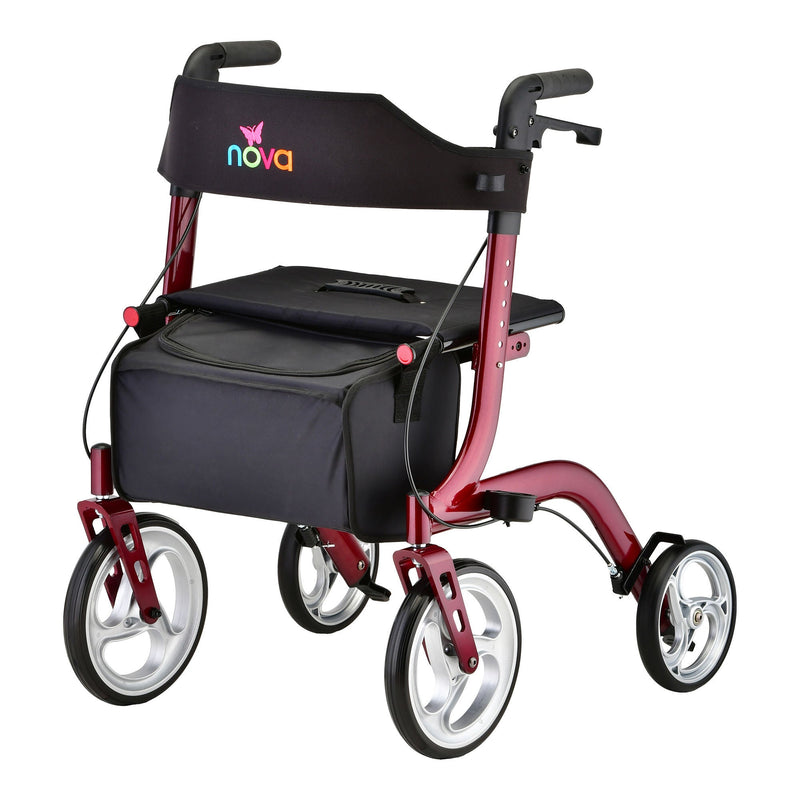 4 Wheel Rollator EXPRESS Red Adjustable Height / Folding Aluminum Frame (Each)
