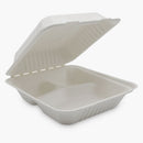 Medd Max LLC 3 Compartment Clamshell Food Container Medd Max LLC 8 X 8 Inch White Compostable Bagasse (200/CS) 
