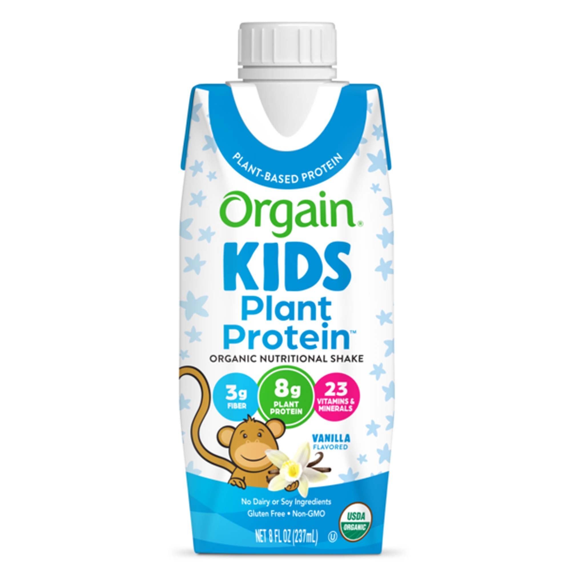 Pediatric Oral Supplement Orgain Kids Plant Protein Organic Nutritional Shake Vanilla Flavor 8 oz. Carton Liquid Protein (Case of 12)