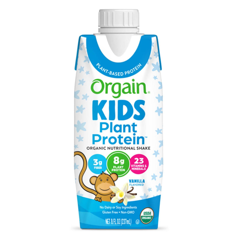 Pediatric Oral Supplement Orgain Kids Plant Protein Organic Nutritional Shake Vanilla Flavor 8 oz. Carton Liquid Protein (Case of 12) 