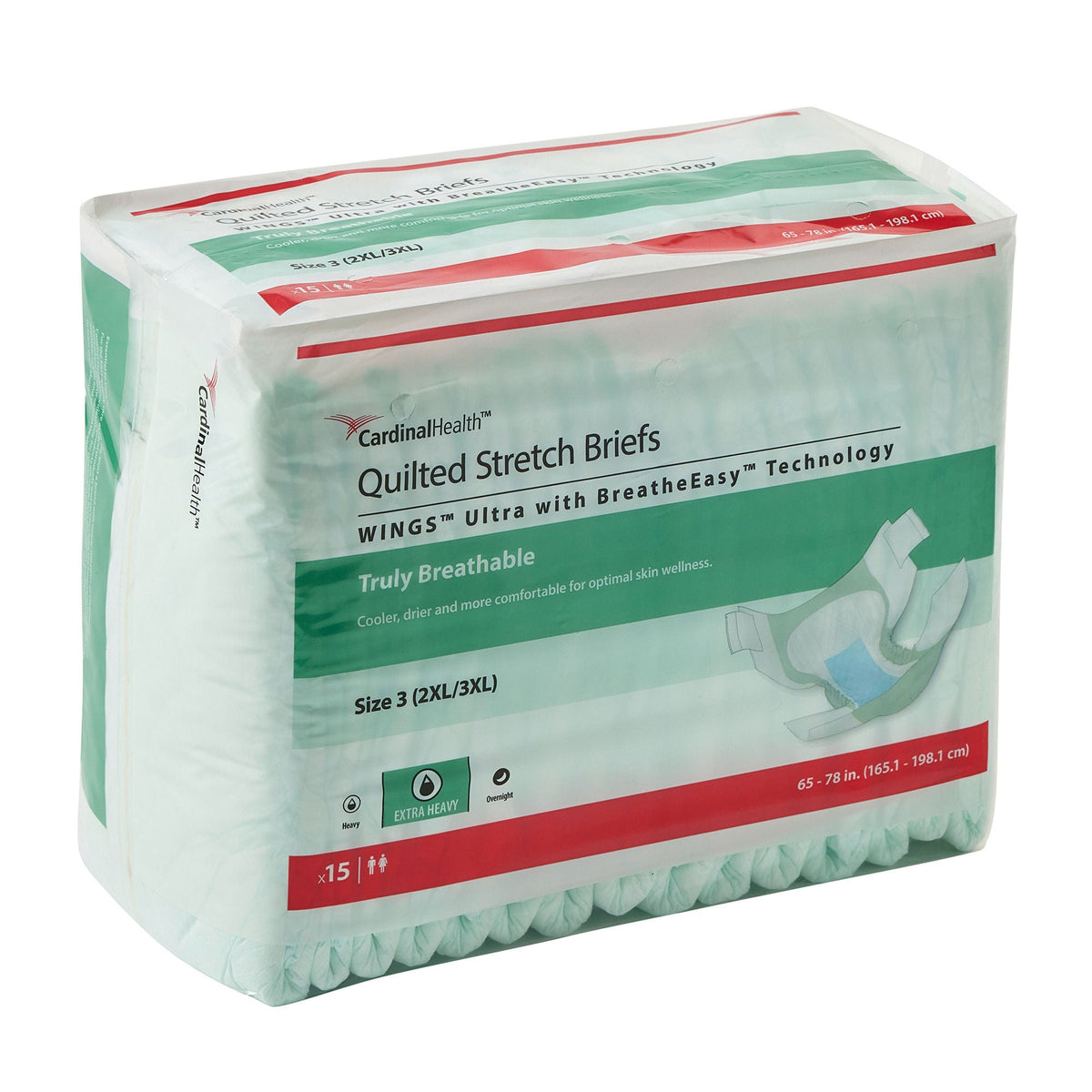 Incontinence Brief Wings Ultra Adult Size 3 Unisex Disposable Heavy Absorbency (Case of 60)