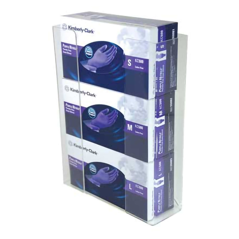 Glove Box Holder Wall Mount 3-Box Capacity Clear 3-1/2 X 11 X 14-1/2 Inch Acrylic (Case of 5 Items)