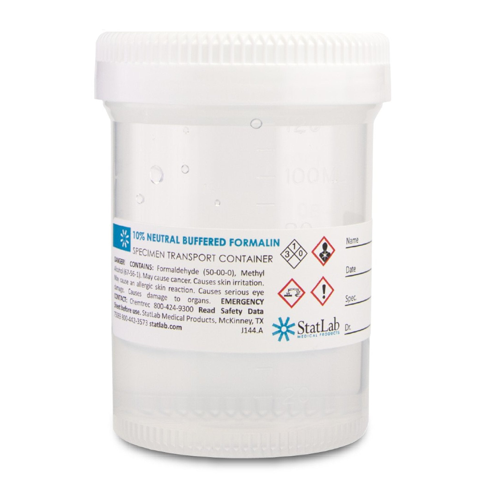 StatLab Medical Products StatClick Prefilled Formalin Container, 60 mL Fill in 120 mL (96/CS) 