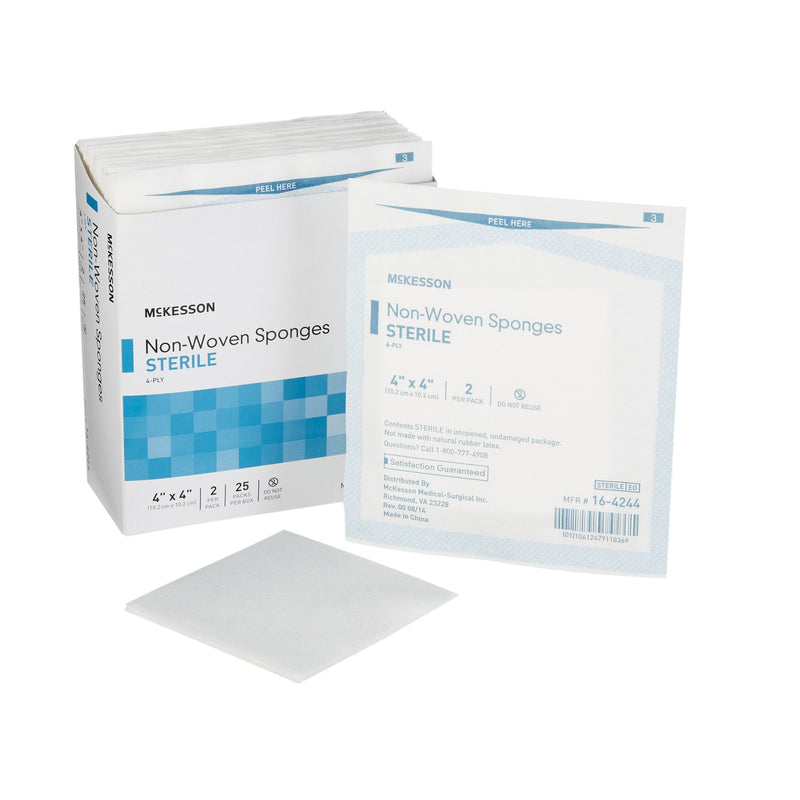 McKesson Sterile Nonwoven Sponge, 4 x 4 Inch, Four Ply (Case of 600)