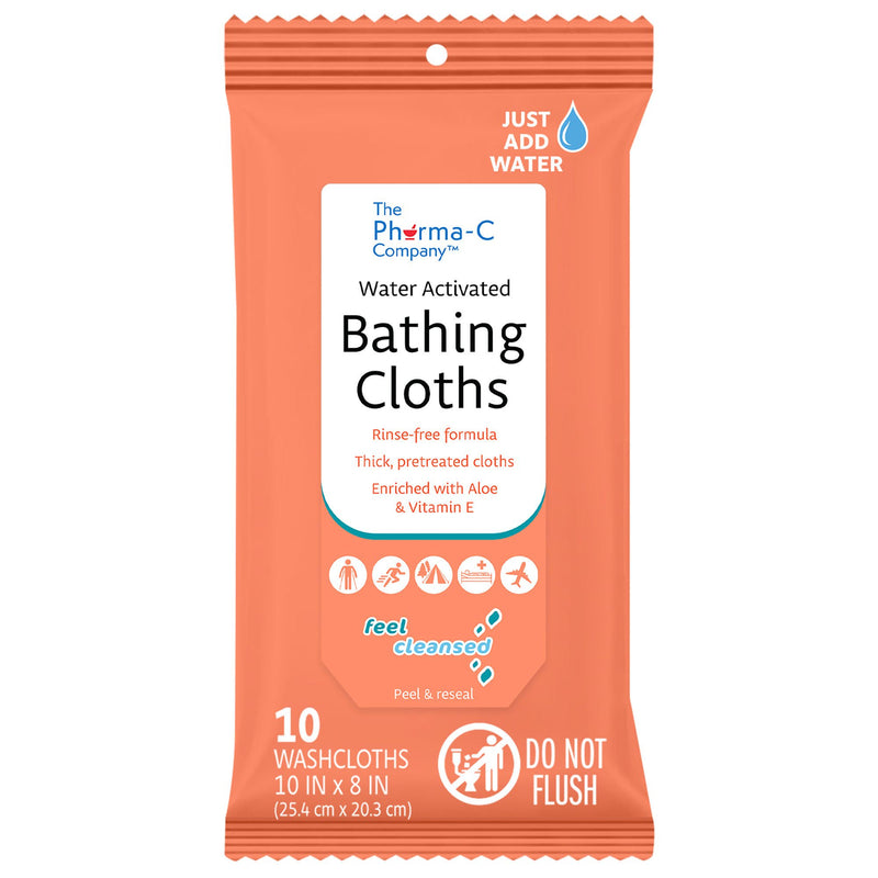 Rinse-Free Bath Wipe The Pharma-C Company Soft Pack Light Scent 10 Count (Case of 36)