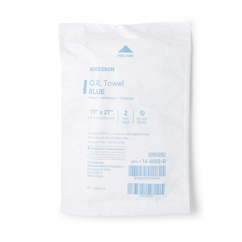 McKesson Sterile Blue O.R. Towel, 17 x 27 Inch (Case of 40 Packs)