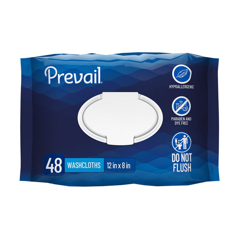 Prevail Personal Cleansing Wipe, Soft Pack, Aloe, Vitamin E, 8 x 12 Inch (Case of 12 Packs)