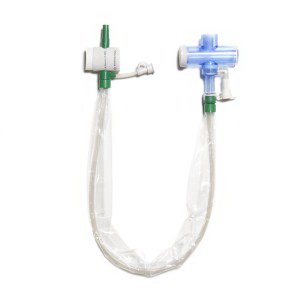 Closed Suction Catheter Ballard Endotracheal Type One Way Port Tip T-Piece Style Hinged Valve Vent 14 Fr. Sterile 
