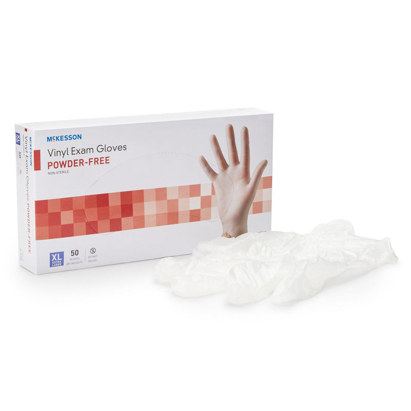 McKesson Confiderm Vinyl Exam Glove, Extra Large, Clear (Case of 1000)