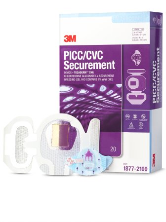 PICC/CVC Securement Device and Antimicrobial IV Dressing 3M Tegaderm Film / Gel 3-1/2 X 4-1/2 Inch Sterile 