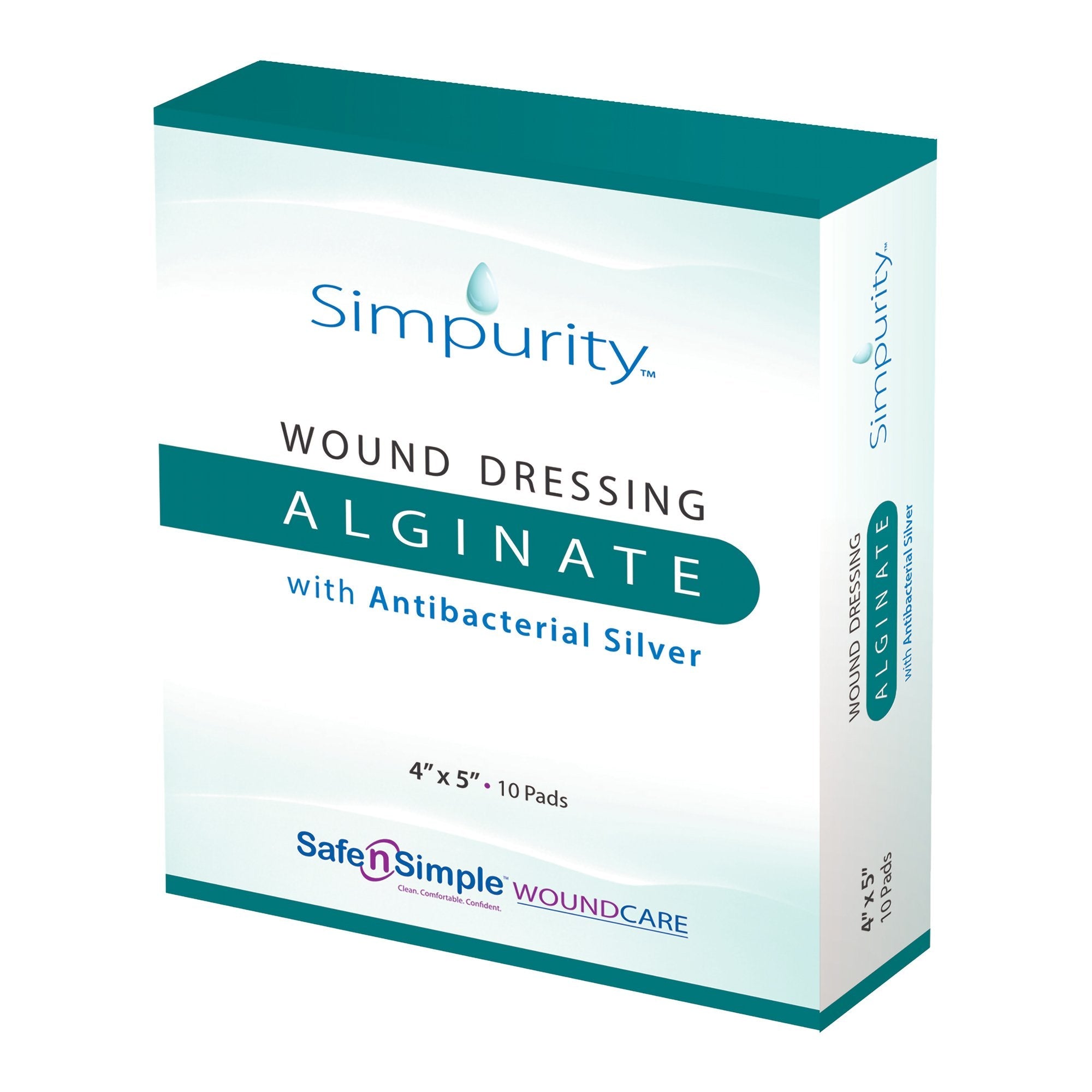 Silver Alginate Dressing Simpurity 4 X 5 Inch Rectangle Sterile 