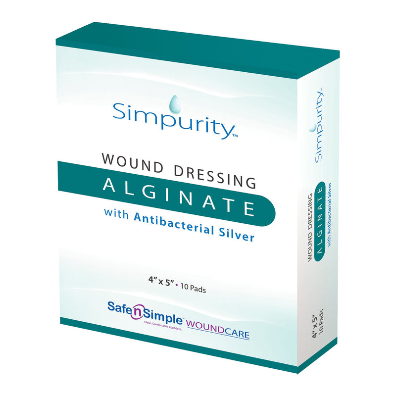 Silver Alginate Dressing Simpurity 4 X 5 Inch Rectangle Sterile (Case of 160)