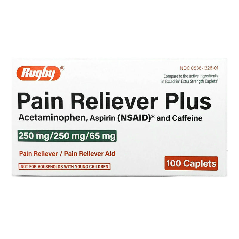 Rugby Acetaminophen / Aspirin Pain Reliever Plus (Bottle of 100)