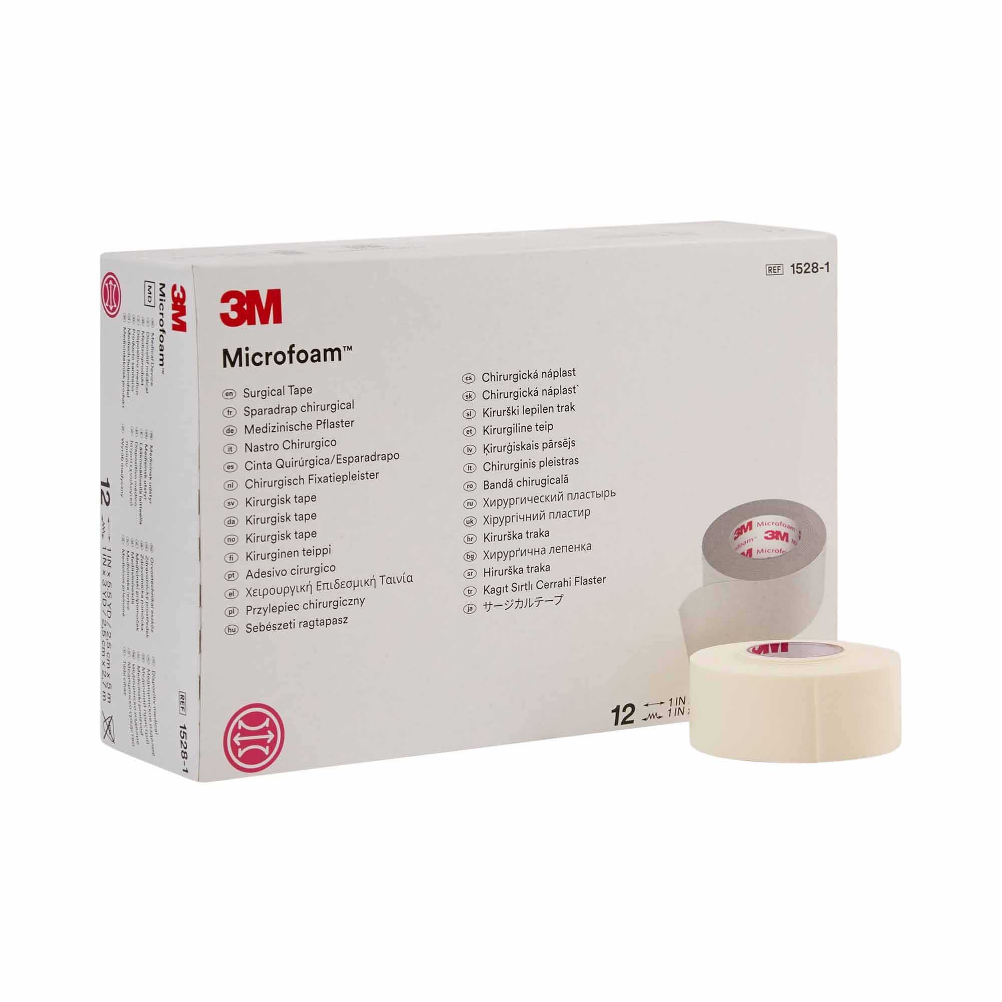 Solventum Corporation 3M Microfoam Foam / Acrylic Adhesive Medical Tape, 1 Inch x 5-1/2 Yard, White (72/CS) 