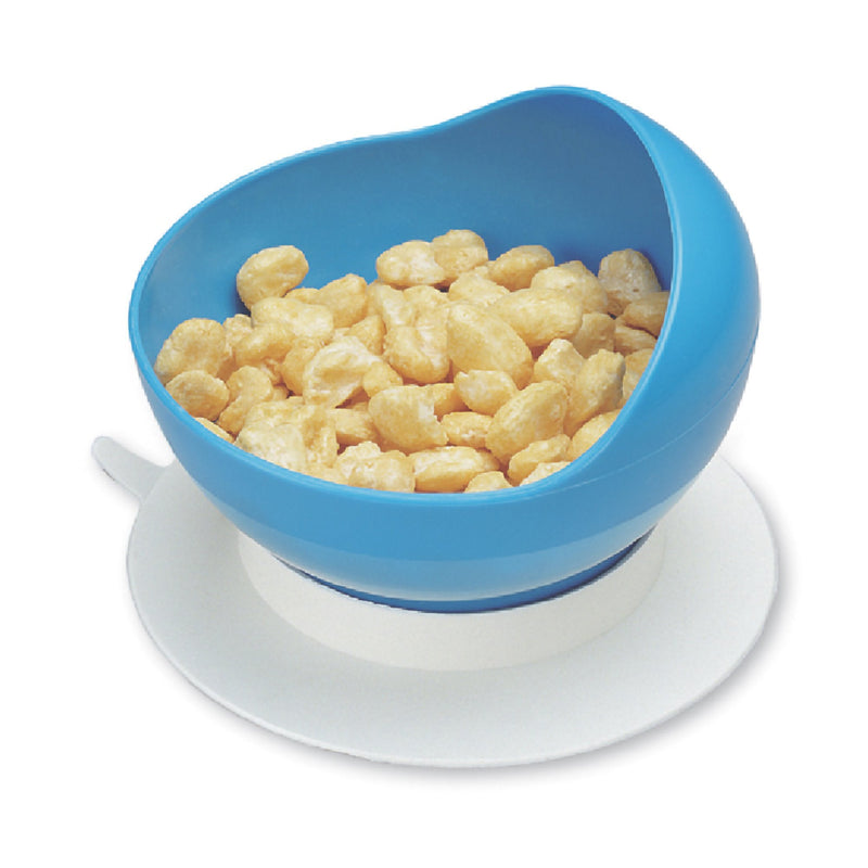Scoop Bowl with Suction Cup Base Maddak Plastic Blue Reusable 