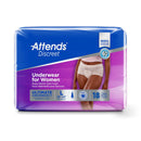Attends Discreet Women's Underwear, Level 5, Large (Case of 72)