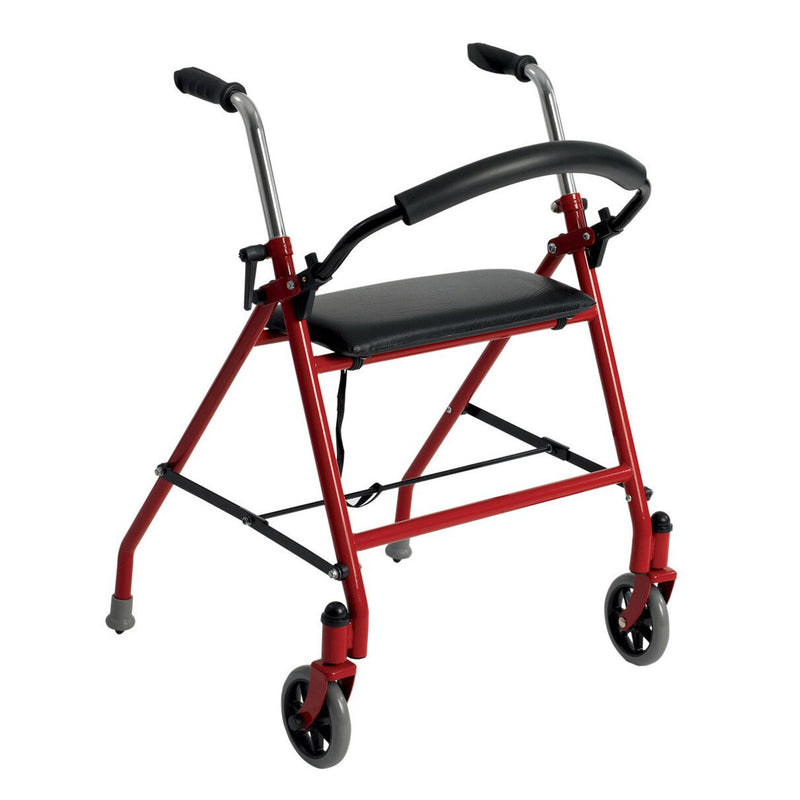 drive Aluminum Dual Release Folding Walker w/ Wheels & Seat, 29 – 38 Inch (Each)