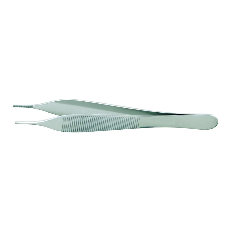 Dressing Forceps McKesson Argent Hudson-Ewald 4-3/4 Inch Length OR / Surgical Grade German Stainless Steel NonSterile NonLocking Thumb Handle Straight Serrated Tips 