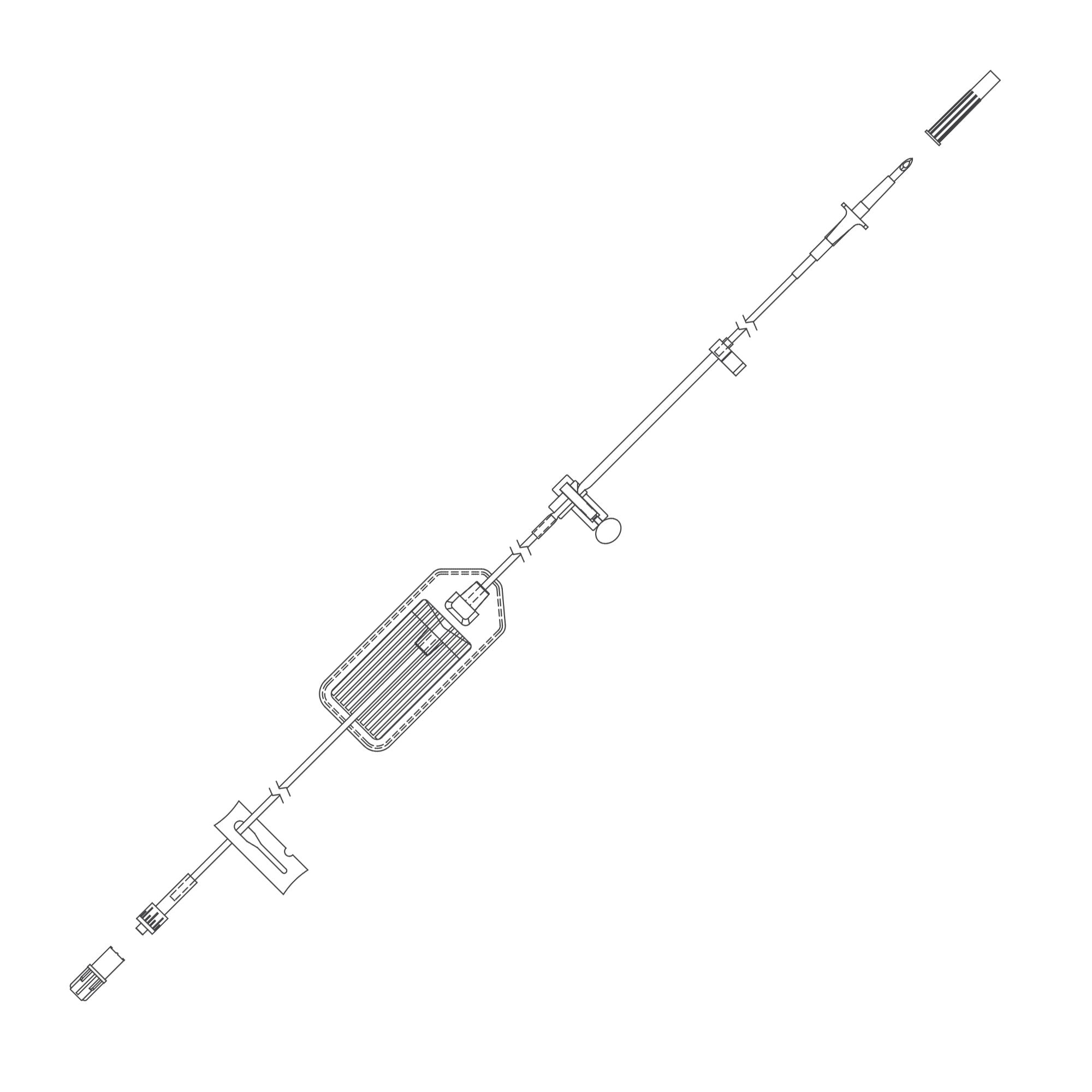 IV Pump Set Curlin Pump Without Ports 20 Drops / mL Drip Rate 0.2 Micron Filter 98 Inch Tubing Solution 