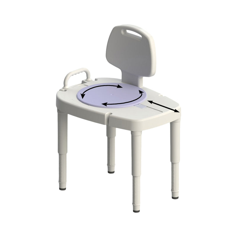 Maddak Bath Transfer Bench Removable Arm Rail 16 to 23 Inch Seat Height 450 lbs. Weight Capacity 