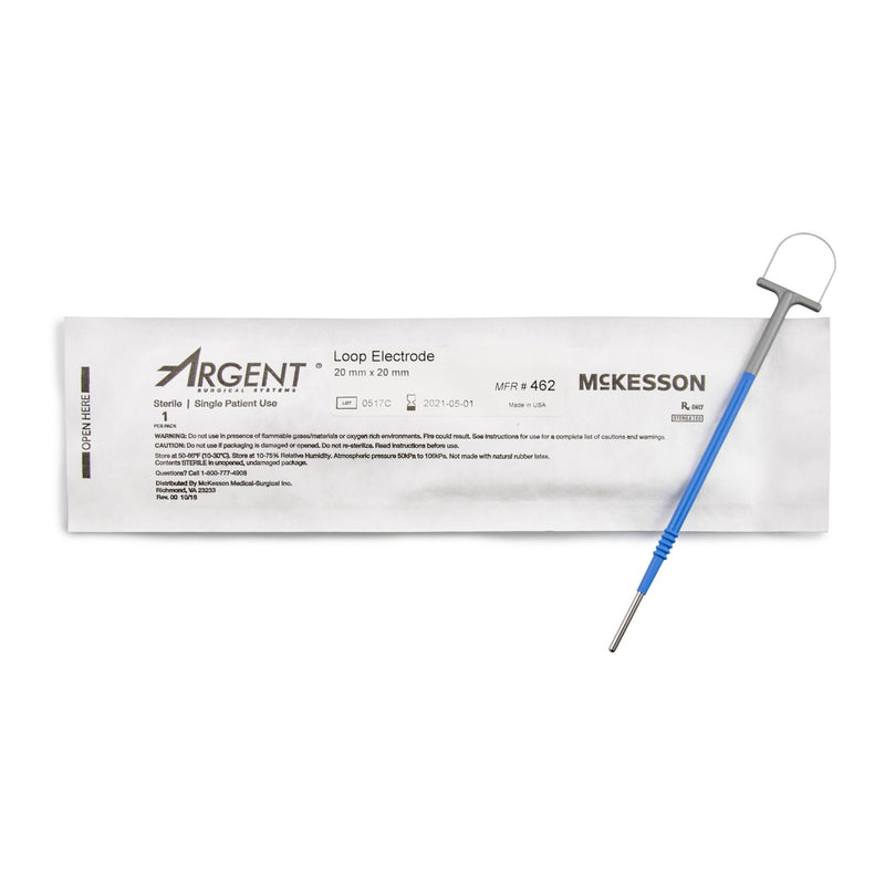 LEEP/LLETZ Electrode McKesson Argent Tungsten Wire Sterile 20 X 20 mm Loop Tip Disposable (Box of 5)