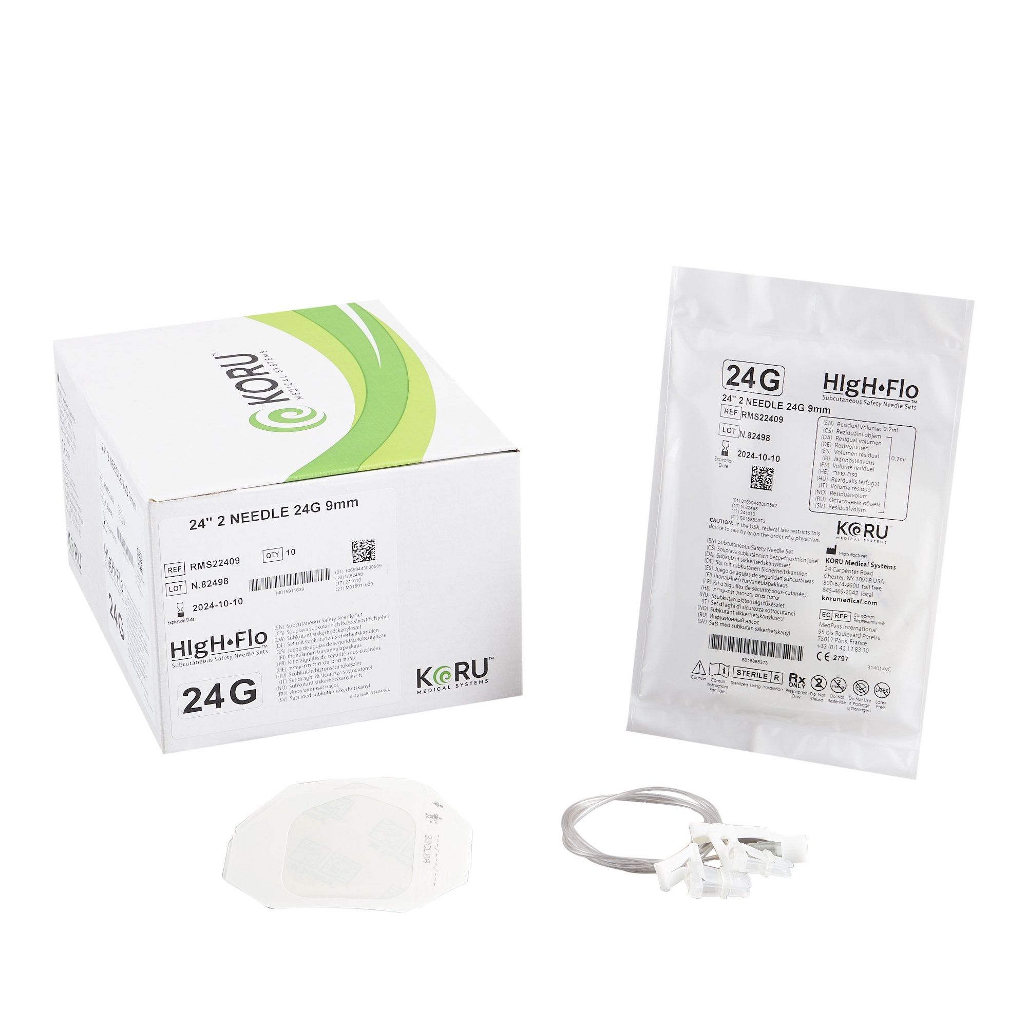 Sub-Q Infusion Set HIgH-Flo2 2 X 24 Gauge 9 mm 24 Inch Tubing Without Port 
