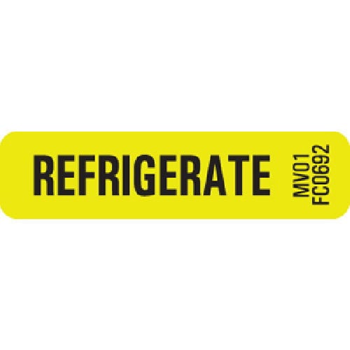 Pre-Printed Label MedVision Auxiliary Label Chartreuse Paper REFRIGERATE Black Temperature Control 5/16 X 1-1/4 Inch (Roll of 760)