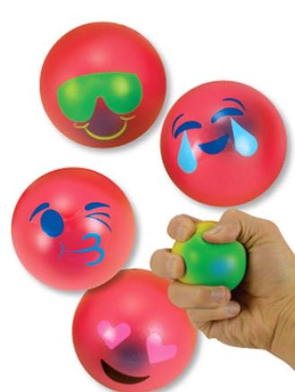 Medibadge Toys Kids Love Stickers 12 per Pack Emoji Squeeze Balls 2-1/2 Inch Diameter (12/PK) 