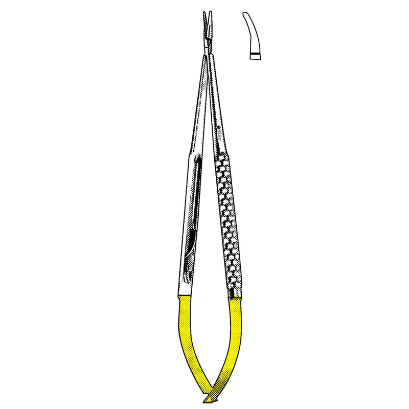 Sklar TC Toledo Micro Needle Holder - 5-1/2", Curved, Smooth, with Catch - 98-9301 