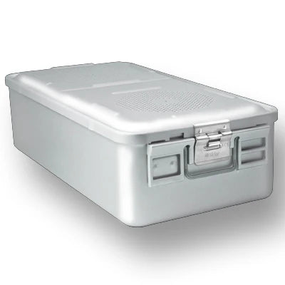 SklarLite Sterilization Container - Full-Size, Safe Lid, Perforated Bottom, 23" x 11" x 6", Silver - 10-4132