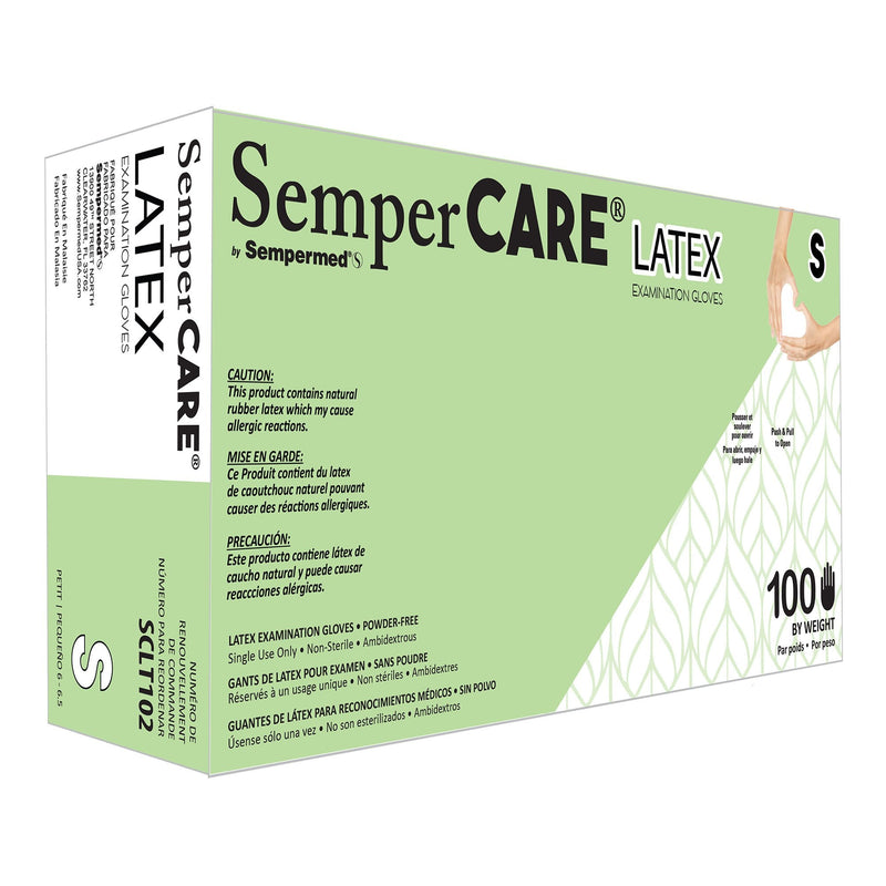Harps USA Inc Exam Glove SemperCare Latex Small 100 per Box NonSterile Latex Standard Cuff Length Micro-Textured Ivory Not Rated (1000/CS) 