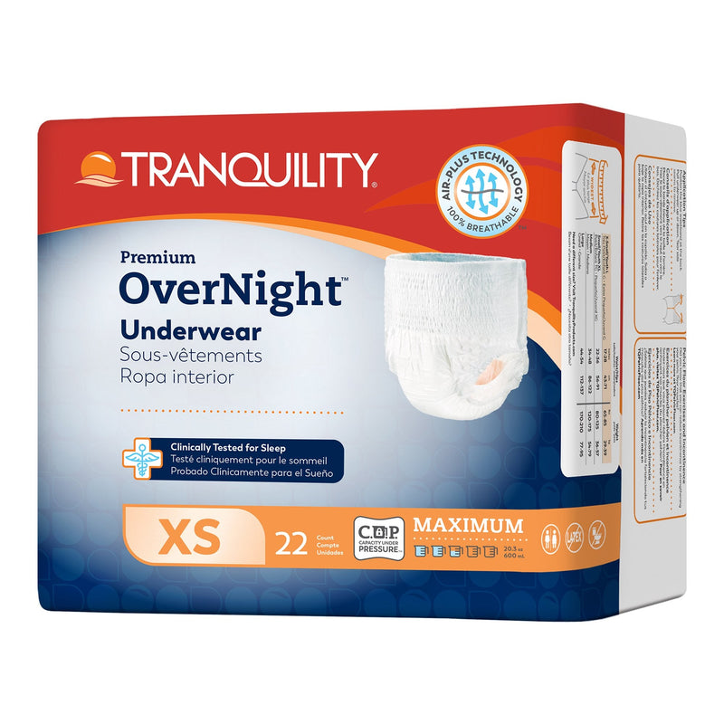 Principle Business Enterprises Tranquility Premium OverNight Disposable Absorbent Underwear, XS (88/CS) 