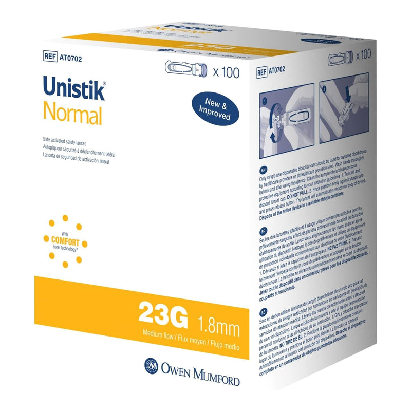Unistik Normal Flow Lancet, 23 Gauge (Box of 100) 