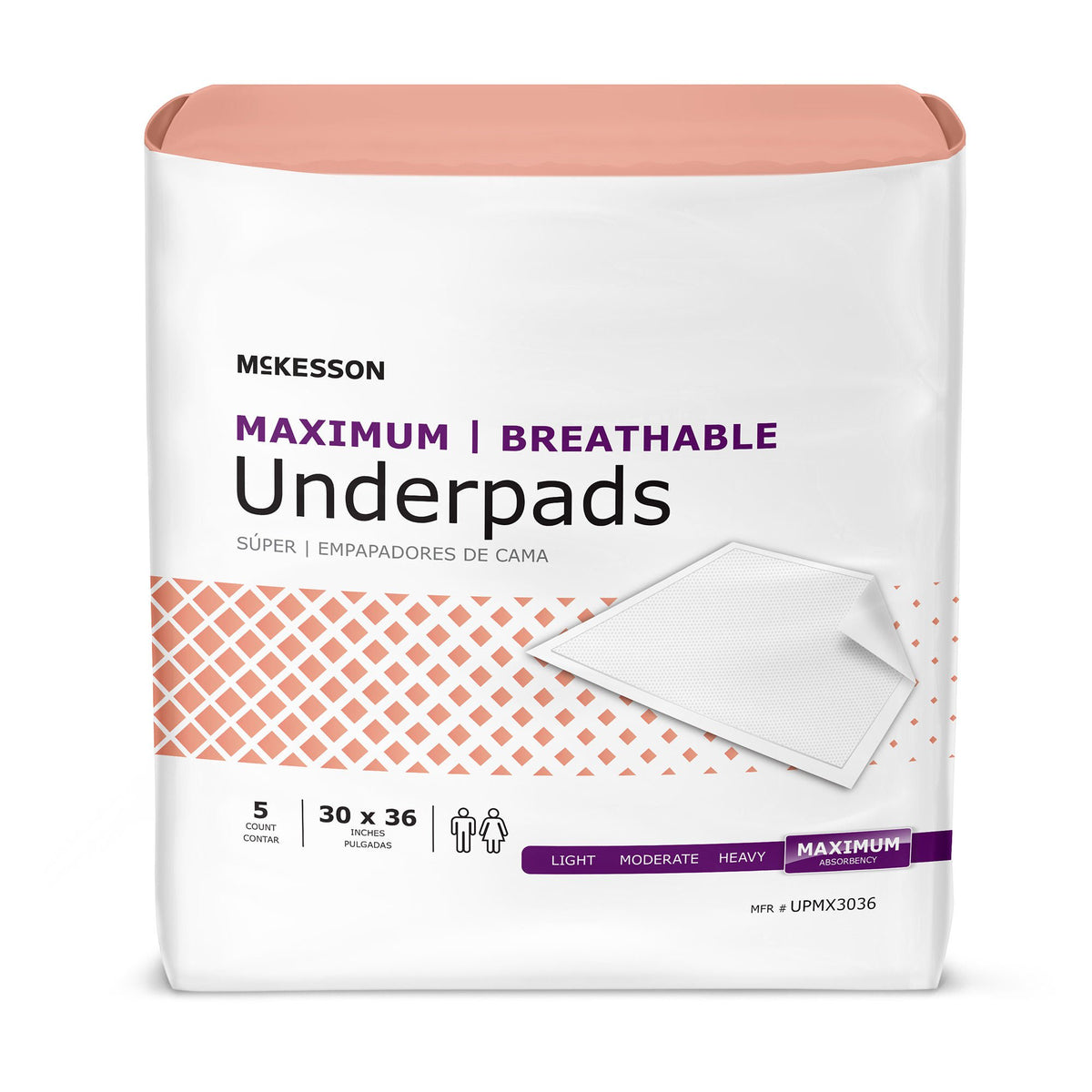 McKesson Ultimate Breathable Underpads, Heavy Absorbency, 30 x 36 Inch, White (Case of 70)